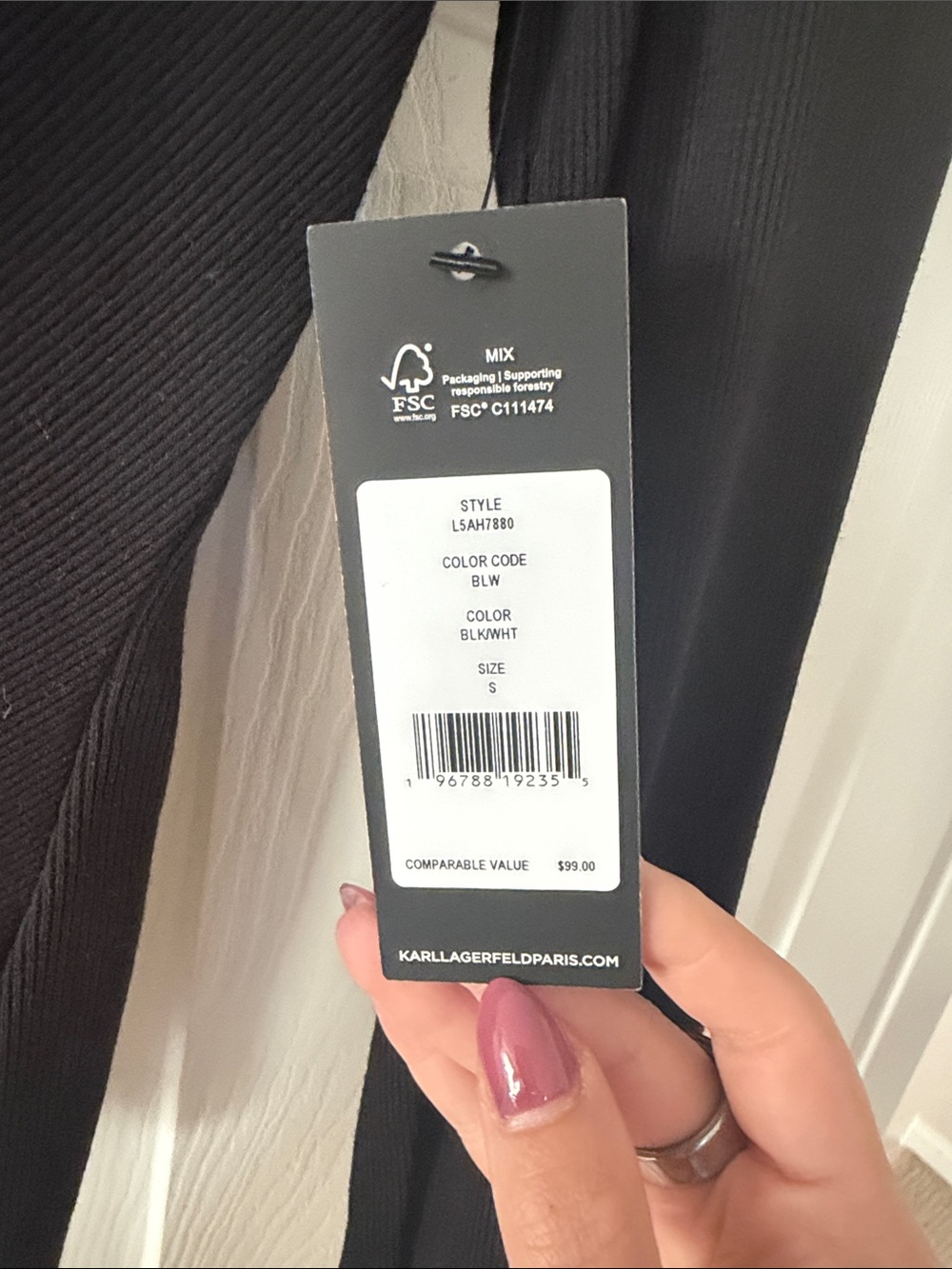 NWT - Karl Lagerfeld Black and White Twist-Front Shirt - Picture 3 of 4